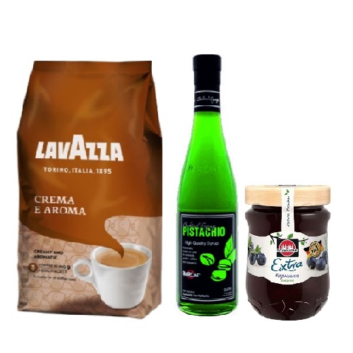 Кофе зерновой, сироп и джем Кофе зерновой, сироп и джем